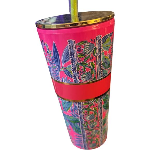 Lilly Pulitzer 24oz Double Wall Acrylic Tumbler, With Straw, Lil Earned Stripes - Picture 2 of 2